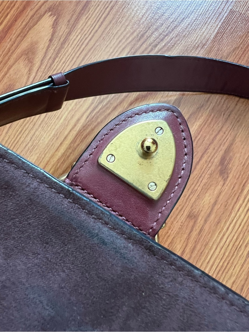Coach Burgundy Leather Crossbody with Brass Ring Detail - Picture 16 of 16